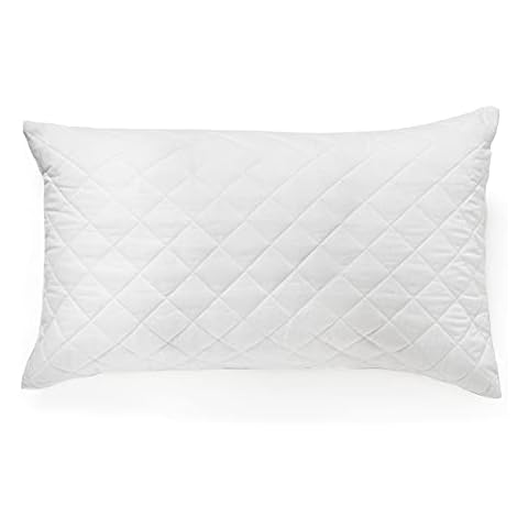 mFabrics Hollow-Fibre Filled Medium Firm Quilted Pillows Hotel Quality | Poly-Cotton - White | 50x75cm (1) Cover