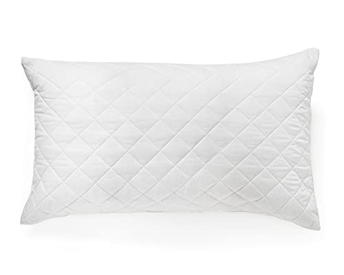 Pack de 1 almohada de fibra hueca con protector de almohada acolchado de microfibra con diseño de diamante - calidad de hotel - 45 x 75 cm Cover