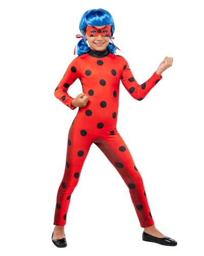 Funidelia | Disfraz de Miraculous Ladybug con peluca para niña Dibujos Animados & Ladybug - Disfraz para niños y divertidos accesorios para Fiestas, Carnaval y Halloween - Talla 7-9 años