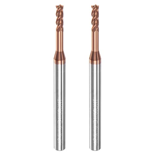 Image of HARFINGTON 2pcs Square Nose End Mill 4mm Shank 2.5mm x 15mm AlTiSin Coated Solid Carbide Long Reach Extended Neck 4 Flutes CNC Router Bit Milling Cutter for Stainless Steel Hardened Steel