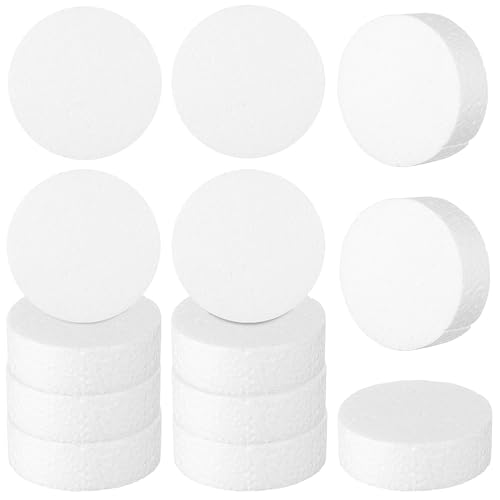 SEWACC Lot de 18 cylindres en mousse ronds, pour gâteau en polystyrène - Ronds en mousse souple - Pour le bricolage, l'exercice - Blanc