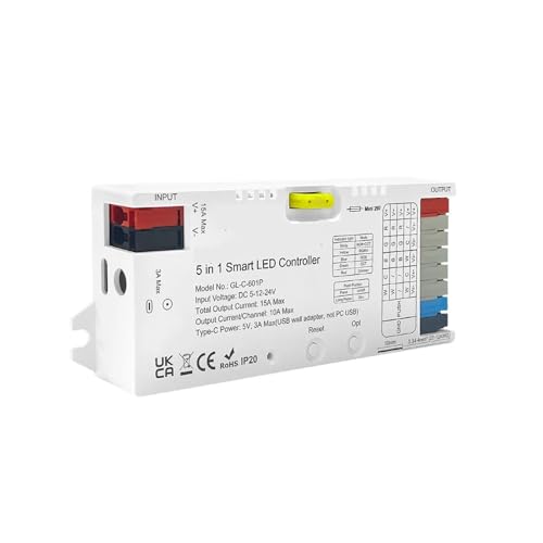 Contrôleur LED commande vocale 5 en 1 pour gradation RGBCCT et RGBW