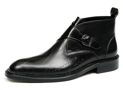 Santimon Men Chelsea Boots Casual Black Dress Formal Boots Handmade Leather Buckle Boots Fashion Comfort Cowboy Dress Boots for Men