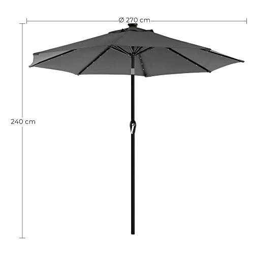 Parasol de Jardin 3M - 96 LED à 9 Modes - COSTWAY-Inclinaison Réglable 35° - Protection Solaire - 8 Baleines pour Terrasse Gris - Jardin Parasol de Jardin 3M - 96 LED à 9 Modes - COSTWAY-Inclinaison Réglable 35° - Protection Solaire - 8 Baleines pour Terrasse Gris - Jardin