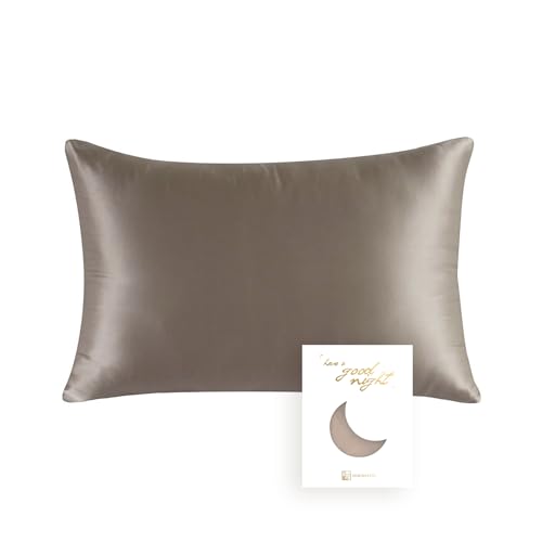 townssilk Federa di seta,100% naturale seta di gelso 19momme,doppia faccia,benefica per capelli e pelle,federa seta cuscino,ipoallergenica,cerniera nascosta,600 fili,1 pz,40x70cm,Lightbronze
