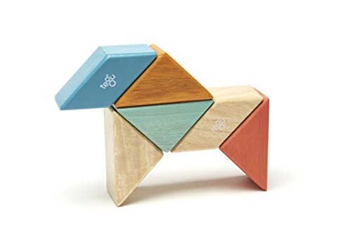 Image of 6 Piece Tegu Pocket Pouch Prism Magnetic Wooden Block Set, Sunset