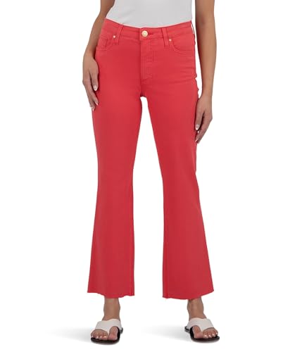 KUT from the Kloth Kelsey High-Rise Fab AB Ankle Flare with Raw Hem