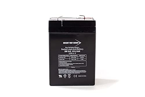 Bright Way Replacement Battery for Panasonic LC-R064R2P 6V 4.5Ah Sealed Lead Acid