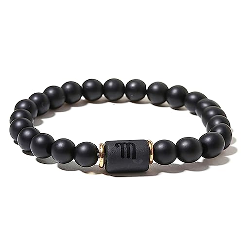 ZENSE - Bracelet zodiaque noir étirable homme avec perles Onyx ZB0388, Scorpion