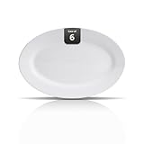 Wide Rim Bone China Commercial Grade Restaurant Plate, Elegance White Oval Platter 14' x 9.5', Case of 6