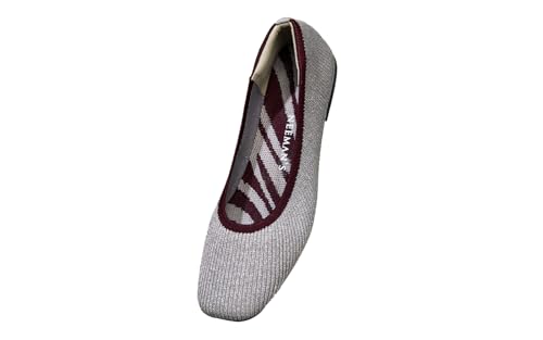 Neeman's Metallic Square Flats for Women Ballerinas & Slip On Casual Shoes Comfortable & Flexible Silver UK6