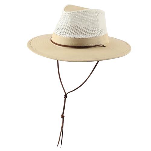 Image of Home Prefer Cotton Summer Fedora Hat Wide Brim Sun Hats for Men Women UPF 50+ Sun Protection Cap for Fishing Hiking