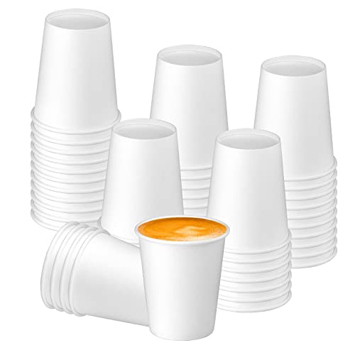 Mnuizu 50 Pack 8 Oz Paper Cups,White Disposable Paper Coffee Cups,8oz Sturdy Hot Beverage Cups, White Disposable Paper Cups,Perfect for Coffee, Juice, Water,etc.