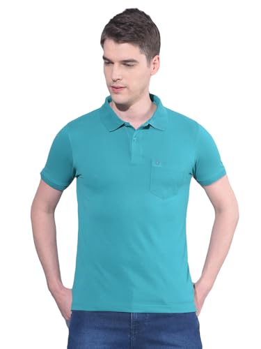 Image of Dollar Men's Pack of 1 Solid Cotton Blend Polo Neck T-Shirt