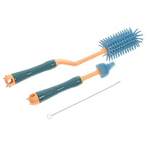 Ciieeo 1set Silicone Straw Cleaner and Bottle Brush Food-Grade Silicone Deep Clean Pacifier and Bottle Accessories for All Cup Types in