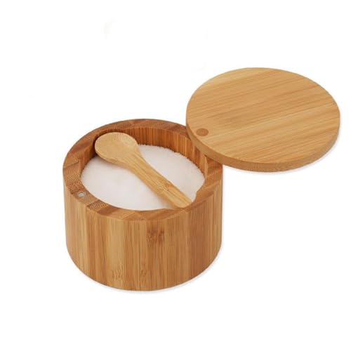 Recopilación de Soportes para botes de especias . 49 Salero Bambú con Tapa Giratoria y Cierre Magnético para Fácil Apertura y Cierre 9cm,Tarro Especias,Caja Almacenamiento,Guardar Sal,Pimienta,Azúcar y Hierbas,Caja Pequeña para...