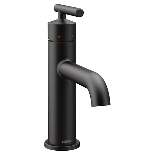 Moen Gibson One-Handle Single Hole Modern Bathroom Sink Faucet with Optional Deckplate, Matte Black, 6145BL