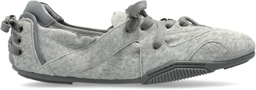 MAVMAX Sneakerina Ballet Sneakers for Women Lace-up Ballerina Flats Casual Cracked Round Toe Sneaker with Rear Bow for Comfortable Outgoing Work