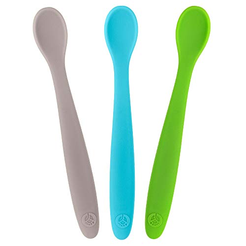 Weesprout Silicone Baby Spoons - First Stage Infant Feeding Spoons With Soft-Tip, Bendable Baby Utensils For Parent & Self-Feeding, Ultra-Durable & Chewproof, Dishwasher Safe, Set Of 3 #TOP8