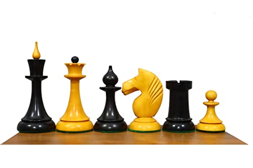 Jeu d'échecs soviétique en buis ébène sculpté main avec roi de 10 cm