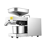 Prensa de aceite eléctrica Máquina de prensado de aceite, máquina de extracción de aceite de 600 W, prensa en frío y caliente, temperatura de precalentamiento de 200 ℃, ahorro de energía, cacahuete