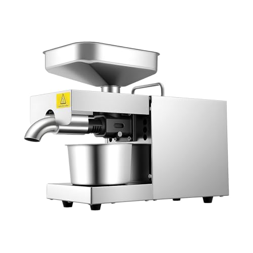 Prensa de aceite de acero inoxidable, 600 W de potencia eficiente, prensado en frío y máquina de prensado en caliente, 304 inoxidable de alta calidad, rápida recuperación de aceite hasta 45%, para