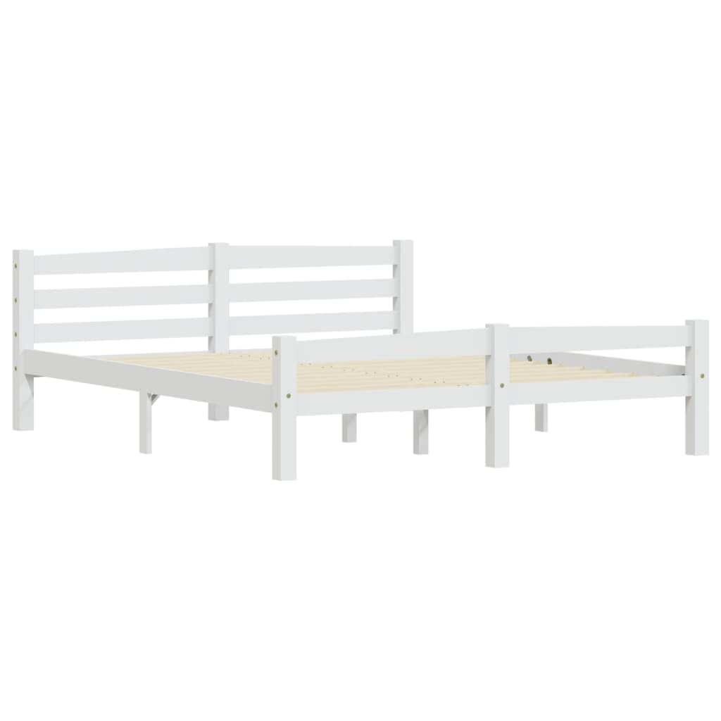 vidaXL Kiefernholz Massiv Bettgestell Holzbett Futonbett Bett Doppelbett Massivholzbett Bettrahmen Lattenrost Schlafzimmerbett Weiß 160x200cm