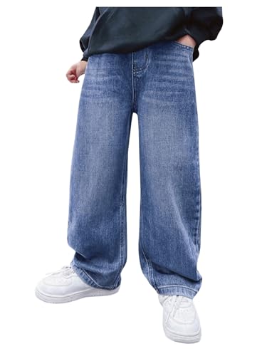 Verdusa Boys Jeans Baggy Straight Leg Elastic Waist Loose Denim Pants with Pockets