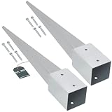 KOTARBAU® Set 2 Pezzi Supporto per Pali in Legno - da Infissione - 75 cm - Acciaio Zincato - Argento - 91 x 91 mm - Staffe per Pali in Legno - Robusta - Resistente