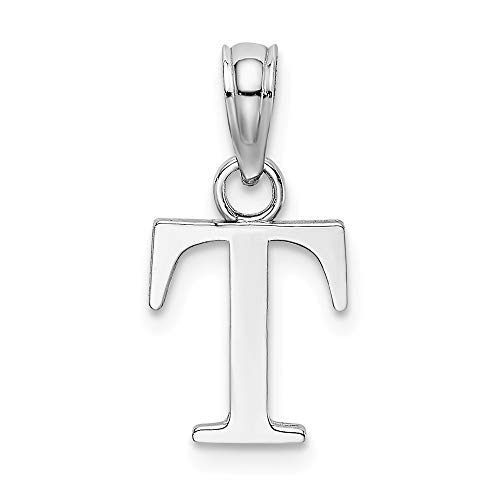 10k White Gold T Block Initial Monogram Name Letter Pendant Charm Necklace Fine Jewelry For Women Gifts For Her