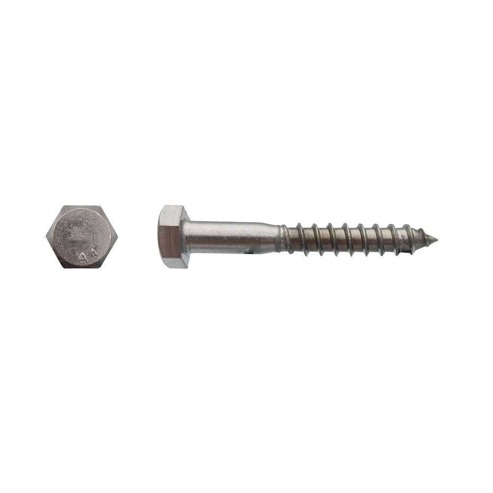 50 Tirefonds Bois Tête Hexagonale 8 x 140 mm - DIN 571 - Inox A4 - D-Work