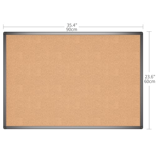VIZ-PRO Cork Notice Board, 36 X 24 Inches, Cork Bulletin Board with Black Aluminium Frame image 4