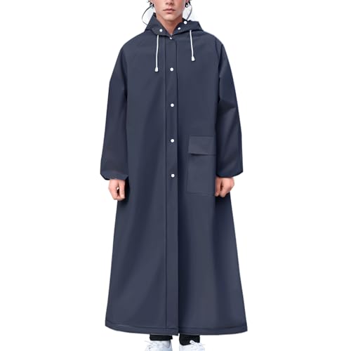 RINJOY Raincoat for Adults Reusable EVA Poncho with Hood Waterproof Raincoats Long Rain Jacket for Men Women Outdoor Camping