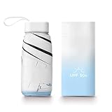 ViddVoom Compact Mini Umbrella for Purse - Lightweight, Pocket-Sized Travel Umbrella with Black UV Coating for Sun Protection, Light Blue