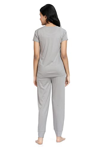 Image of Kids Night Suit for Girls - Cotton Set of Pyjama & T-Shirt Sleepwear - Lightweight & Comfortable Night Wear for Kids