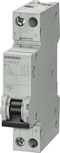 Siemens 5sy6 - Interruptor automático 70mm 10ka curva-b 1 polo+neutro 25a