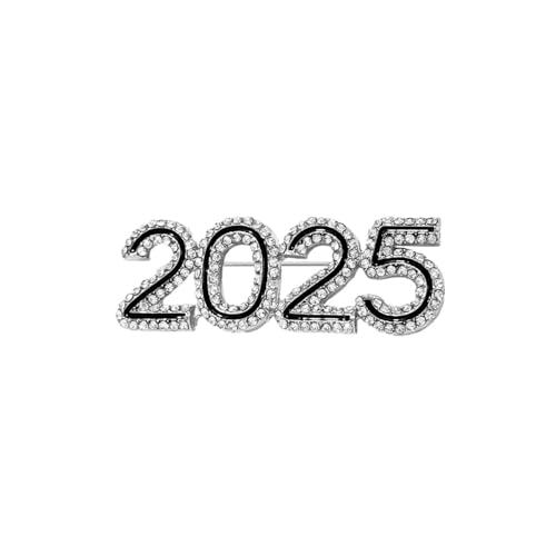 Image of 2025 Rhinestones Sparkly Brooches Pins Delicate New Year Brooch Classic for Christmas Party for Women Ladies Men Dainty Elegant Lapel Pins Dress Suit Shirt Ceremony Clothes Accessories Jewelry Gifts
