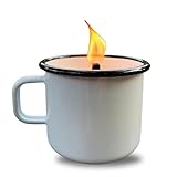 LUCHSBERG Wachsfresser „Luna“ - Emaille Camping Kerze mit Dauerdocht | Outdoor Kerze & Mini Lagerfeuer | Wiederverwendbarer Wachsfeuer für Camping, Vanlife, Angeln & Garten | Nachhaltig & Nachfüllbar