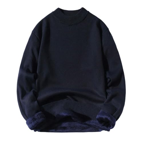 Suéter de punto para hombre con forro de felpa estilo coreano para otoño invierno
