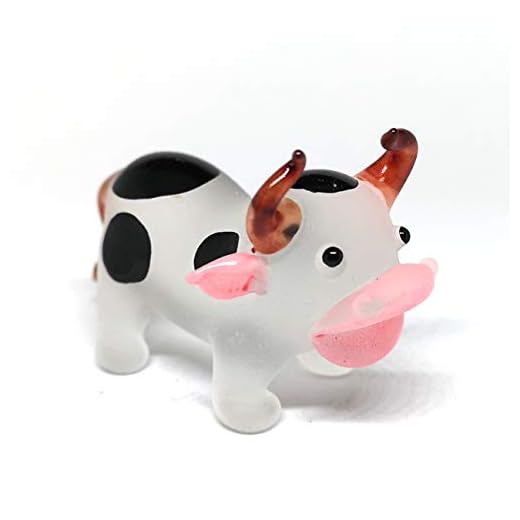 ZOOCRAFT Hand Blown Glass Cow Figurine Black Farm Animal DIY Craft Collectible Home Decor