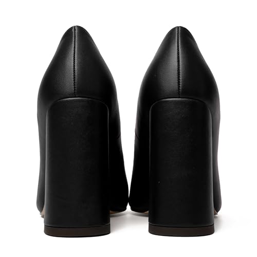 NUMALEO Womens Slip On Solid Pointed Toe Sexy Matte Night Club Block High Heel Pumps Shoes 4 Inch4