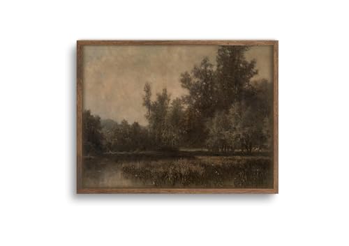 YSDPIC Vintage Forest Landscape Wall Art with Dark Wood...