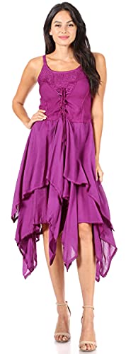 Image of Sakkas Lady Mary Jacquard Corset Style Bodice Lightweight Handkerchief Hem Dress
