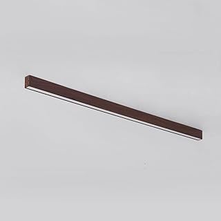 LINGCMP Retro Countryside Wood LED Ceiling Light Linear Modern Walnut Wood Flush Mount Ceiling Light Fixture Long Strip Dimmable Ceiling Light Farmhouse Chandelier for Balcony Entryway Restaurant