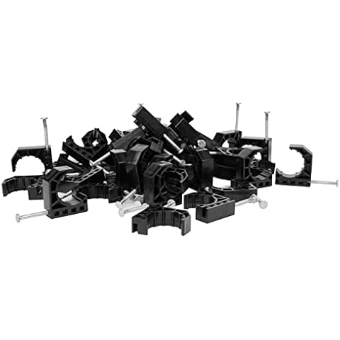 (Pack of 50) EFIELD Black Color Half Clamp Fixture, J-Hook with Nail For 3/4" PEX Tubing/Pipe Support (3/4 Inch) Cover