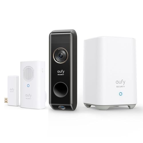 eufy Security Video Doorbell S330 (Battery-Powered) with Homebase+Add-on Chime for S220/S330,Dual Motion Detection, Package Detection, 2K HD, No Monthly Fee, 16GB Local Storage