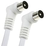 kenable RF Coaxial TV Aerial Cable Right Angle Male to Male Plug Freeview Digital Lead 75 Ohm RG59 1m White