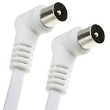 kenable RF Fly Cable Derecho ángulo Masculino Clavija a Clavija Coaxial TV TDT Cable 1 m Blanco [1 metros/1m]