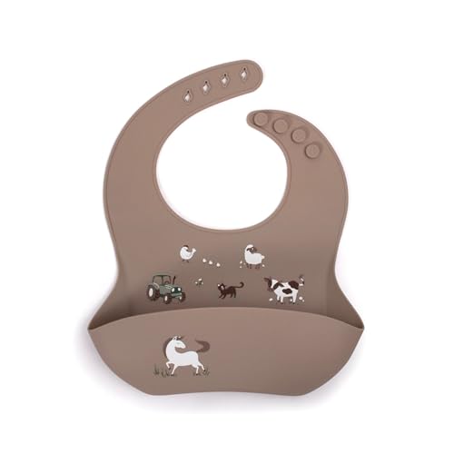 Bavoir en silicone souple Filibabba Magic Farm facile à laver pour éviter les taches