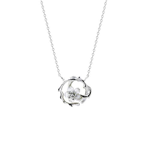 Pendentif Colliers Cerisier Fleur Collier Femmes Argent Chinois Élégant Plante Fleur Bijoux Pour Petite Amie Femmes